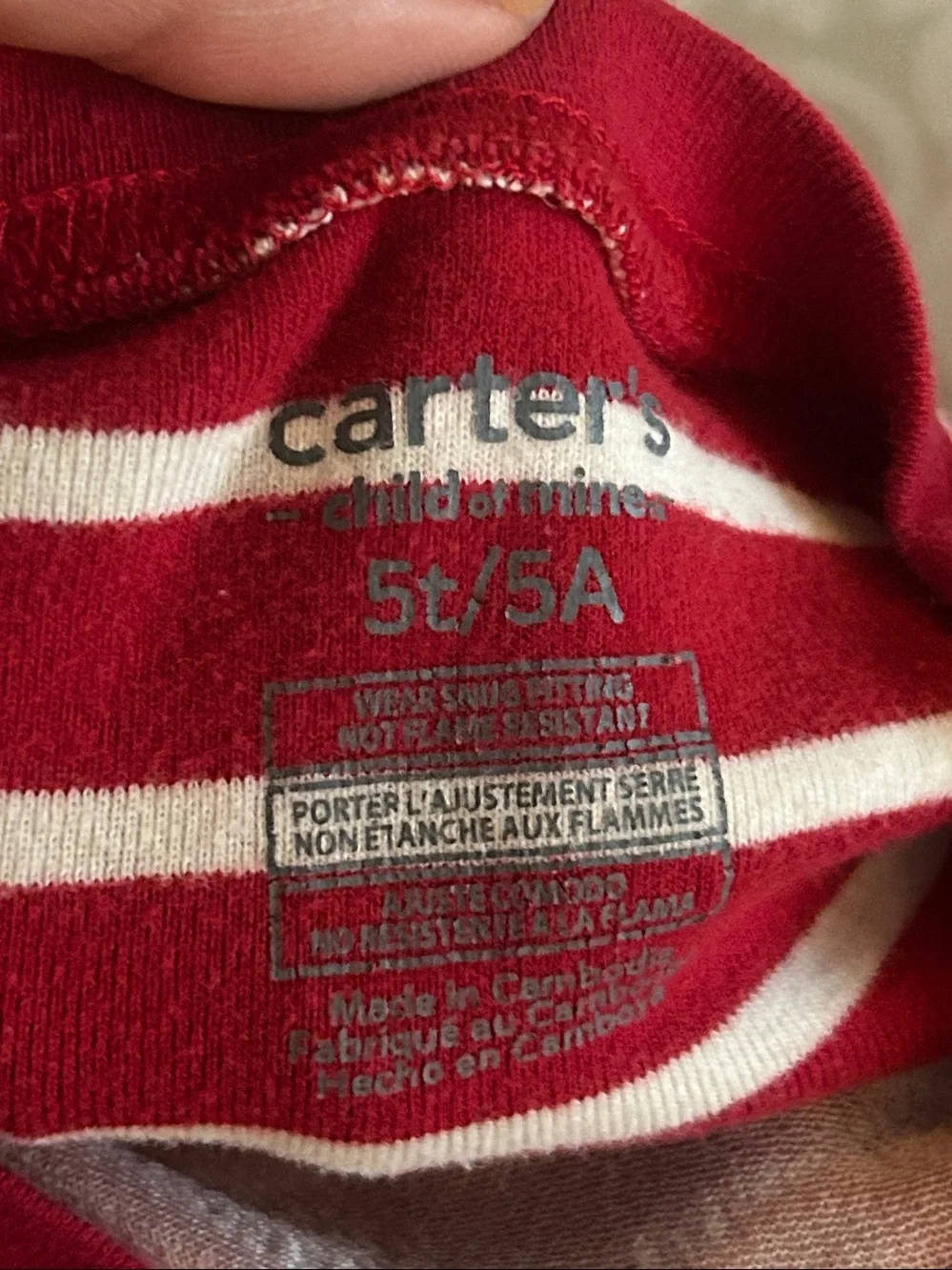Carter's Red and White Striped Santa Pajama Set